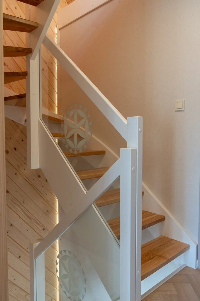 Wooden stairs inside the apartment