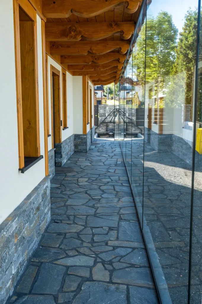 Covered terrace alongside the building